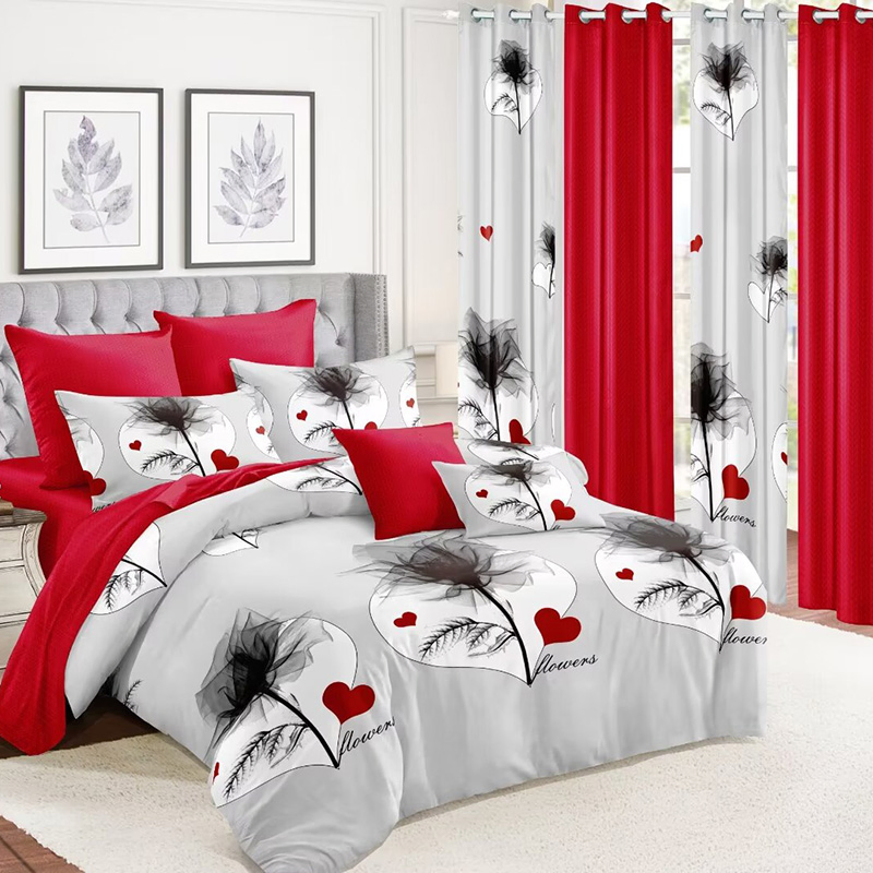 Custom Microfiber Home Textile Pillowcases Coverlets Comforter Quilt Duvet 6PCS Pillow Cases Blue Floral Print Bed Cover King Bedding Set Bed Sheets Bedspread