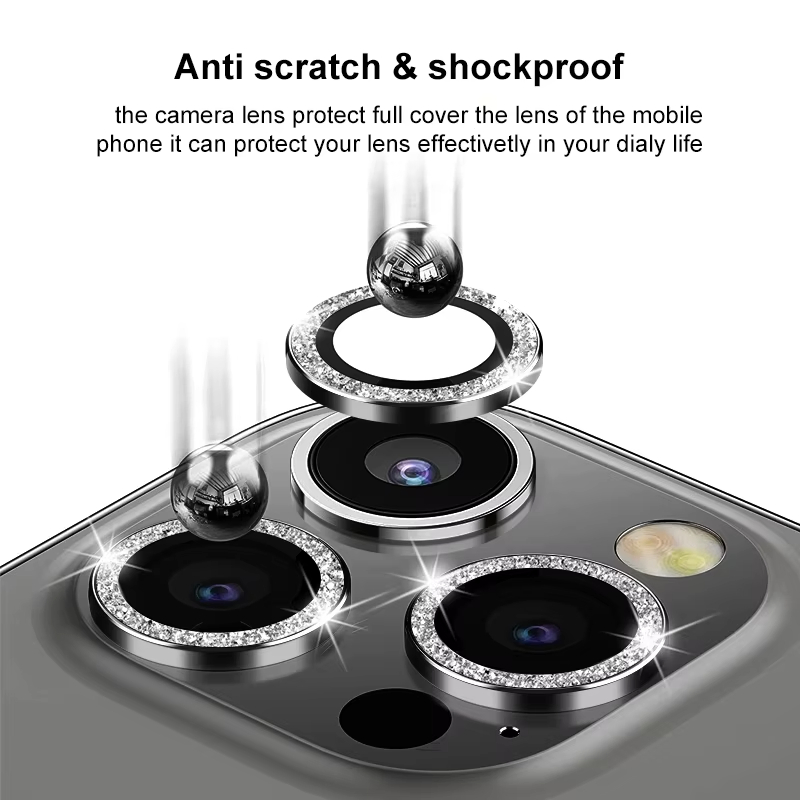 Защитное стекло с блёстками 9H для камеры iPhone 12-17 Pro Max