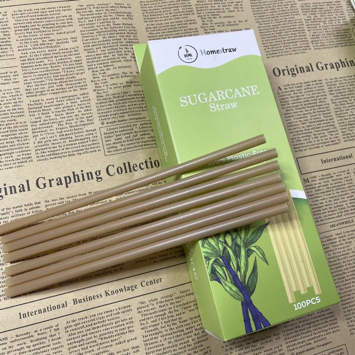 Fully Biodegradable PLA Disposable Drinking Straws Made From Sugarcane Residue and Sucrose-Colored Polylactic Acid Jibenbao Tea Eco-Friendly Drinking Straws