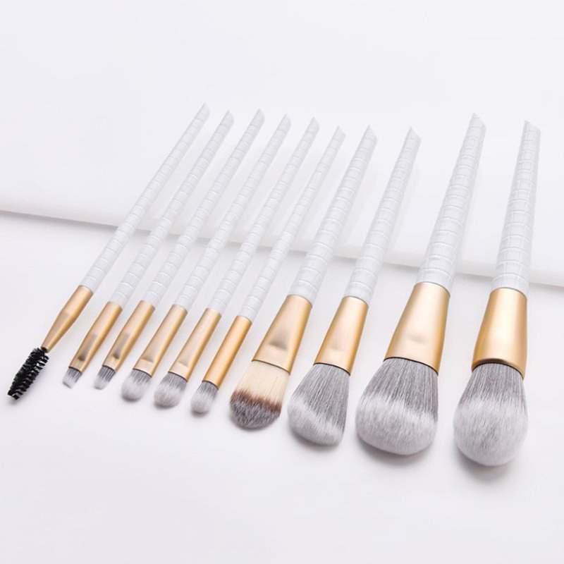 High Quality Vegan Cruelty Free Makeup Brushes Private Label 10PCS White /Black Foundation Makeup Brush Set