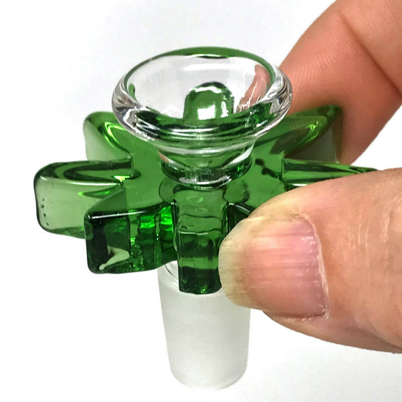 Glass Pot Leaf Herb Slide Bowl 14mm Male Joint Smoking