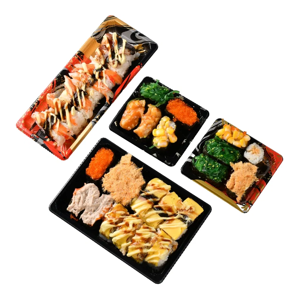 Eco Friendly Square Container Recyclable Plastic Disposable Sushi Take out Box