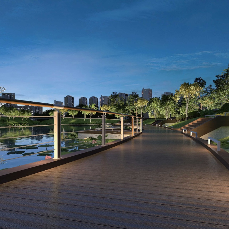 High Strength Aluminum Decking Tiles for Beach Houses in Antiquewood Walnut