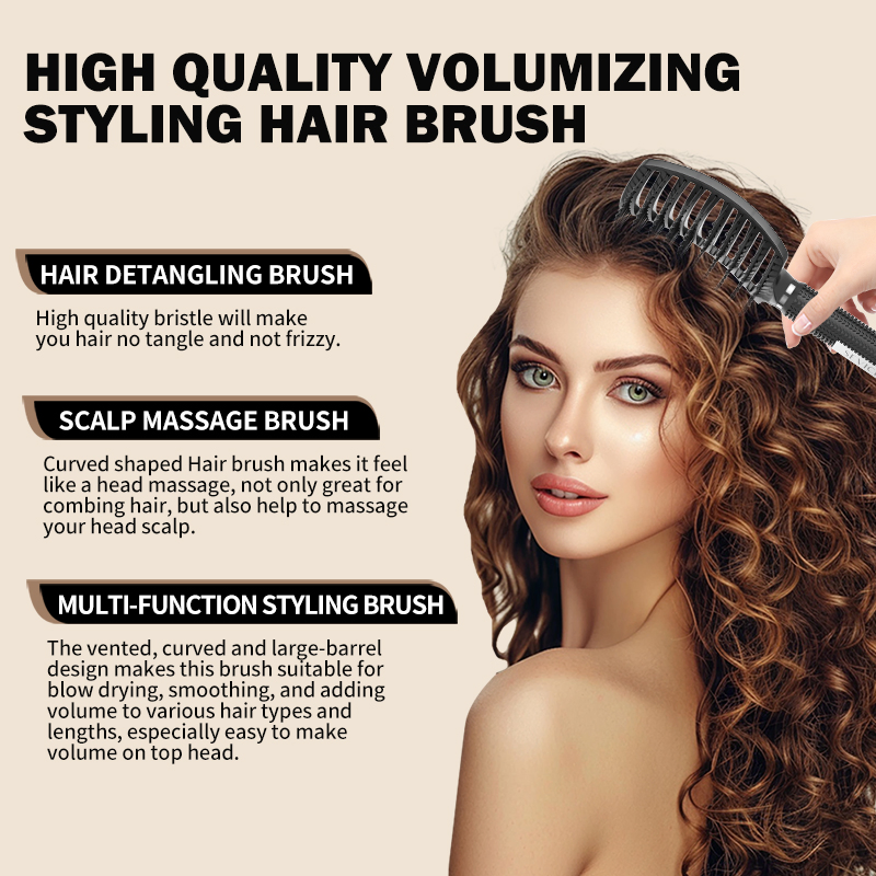 Detangling Hair Brush Factory OEM Soft Handle Wide Tooth Styling Comb Anti Frizz Volume Hair Brush