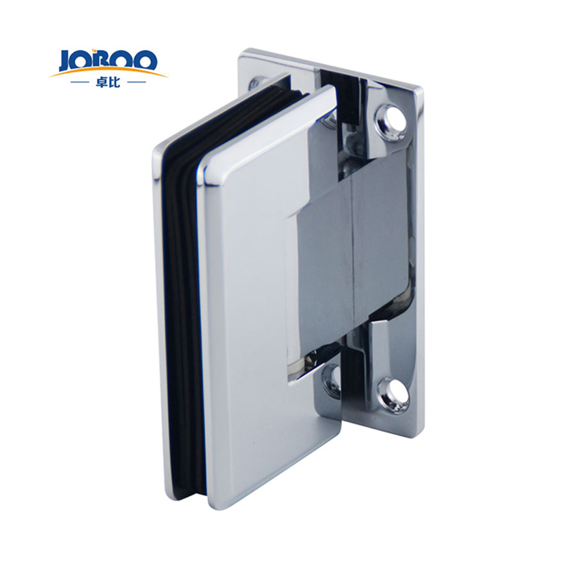 Bathroom Fittings Adjustable Wall to Glass 90 Degree Solid Brass Polish Chrome Phlishing Glass Shower Hinges Connector Joboo Zb511