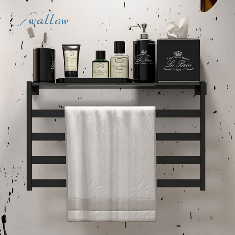 Traditional Glass Shelf with Electric Towel Warmer Rail