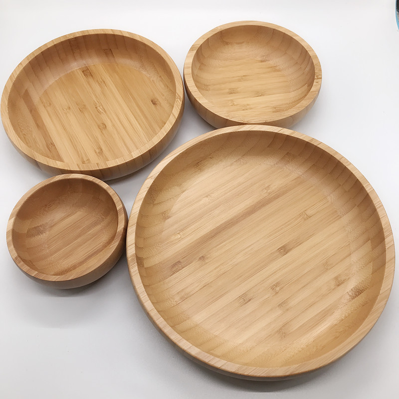 Round Bamboo Bowl Set Bamboo Salad Bowl