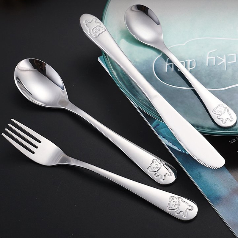 Детский столовый набор из нержавеющей стали с мультяшным логотипом