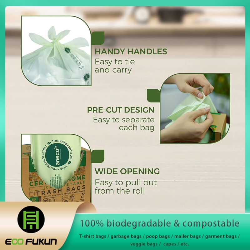 100% Compostable Garbage Liners with Wave Top Style