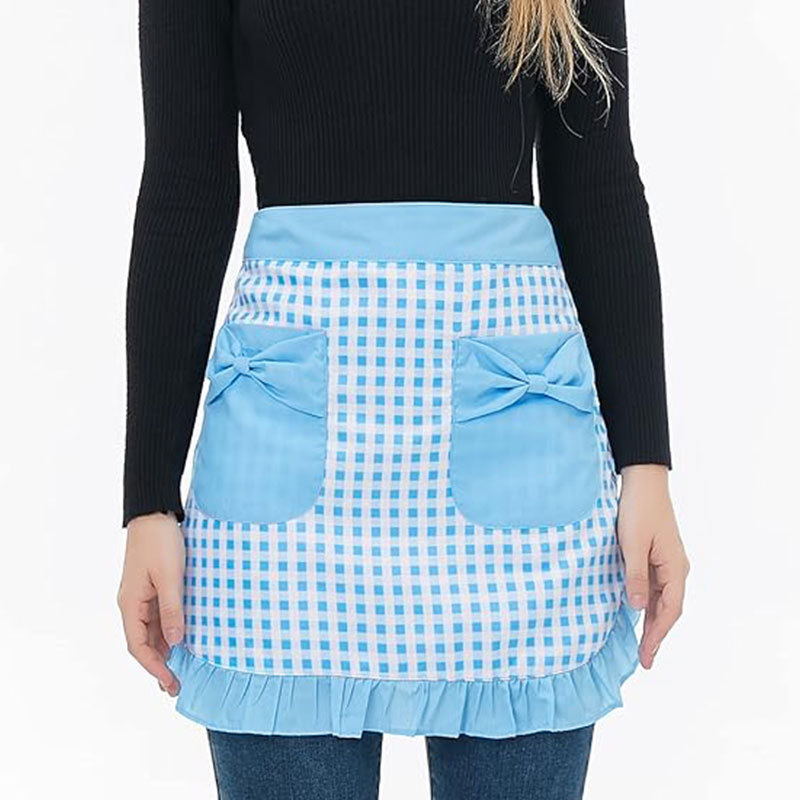 Fresh and Rustic Style Half-Length Apron with Ruffles and Straps, Short Apron for Floral Service Staff