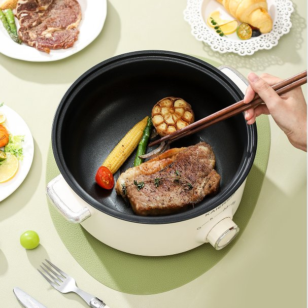 3.6L Silver-Plated Double Handle Non-Stick Multi Purpose Cooker Electric with Steamer