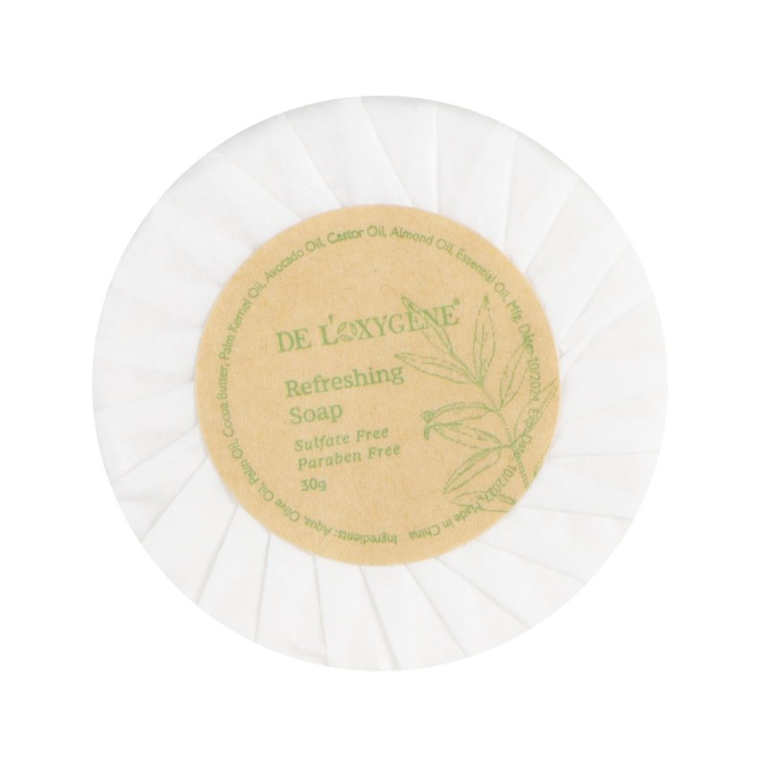 Round Soap with Pleated Kraft Paper Wrapper for Hotel Toilet Room Using