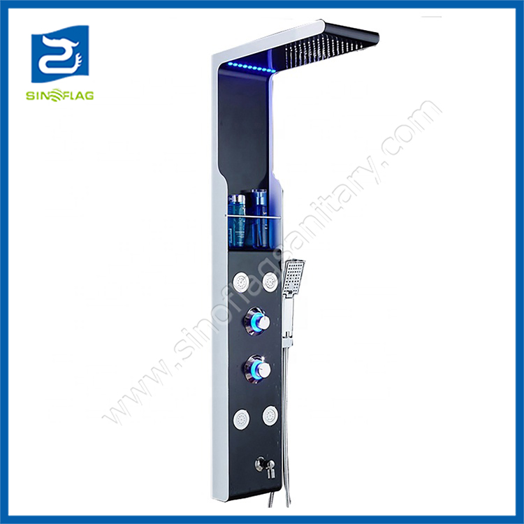 Wall Mounted Hydro Massage Bathroom Shower Panel LED with Pump