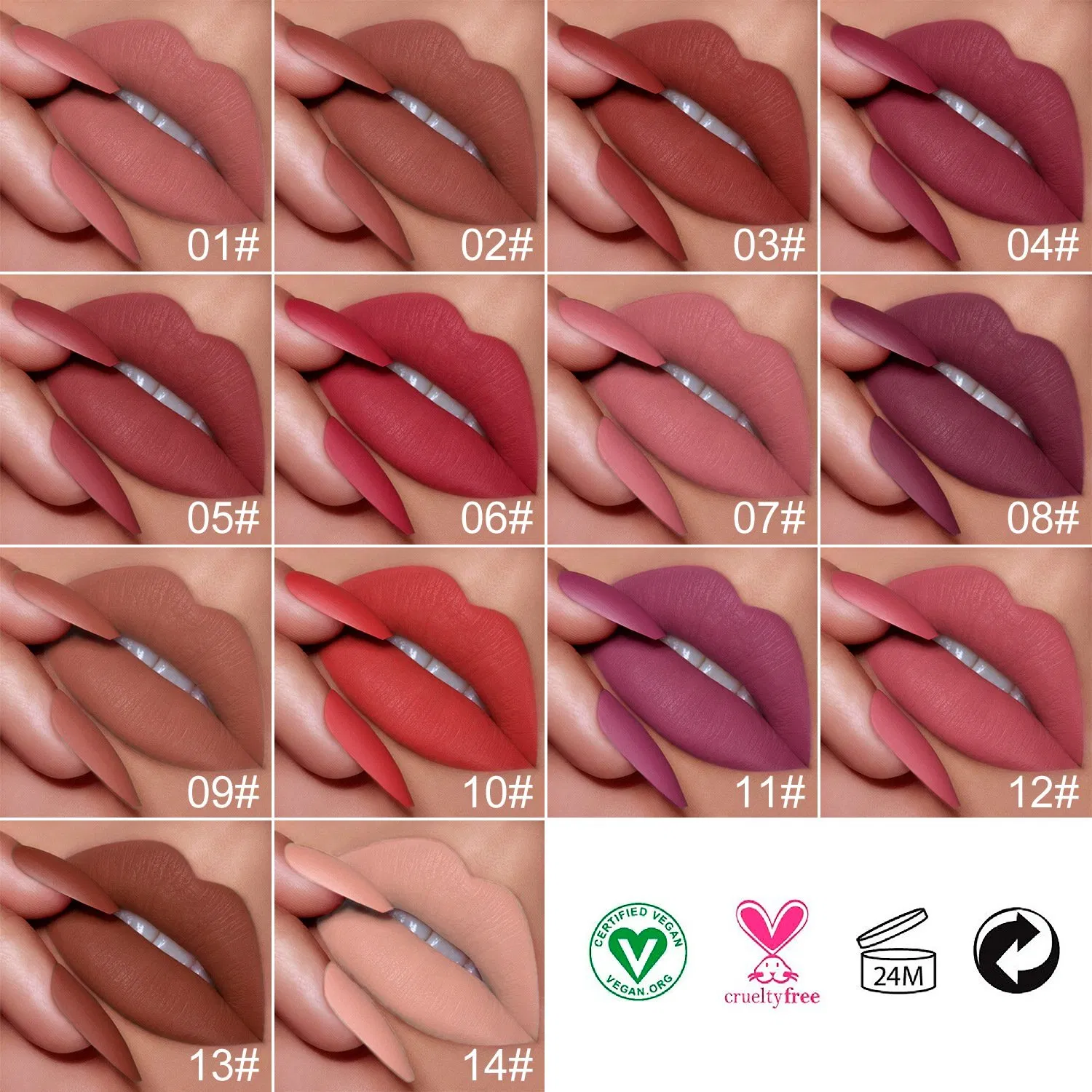 Fashion Best Make up Custom Logo Red Color Silver Matte Lipstick Velvet