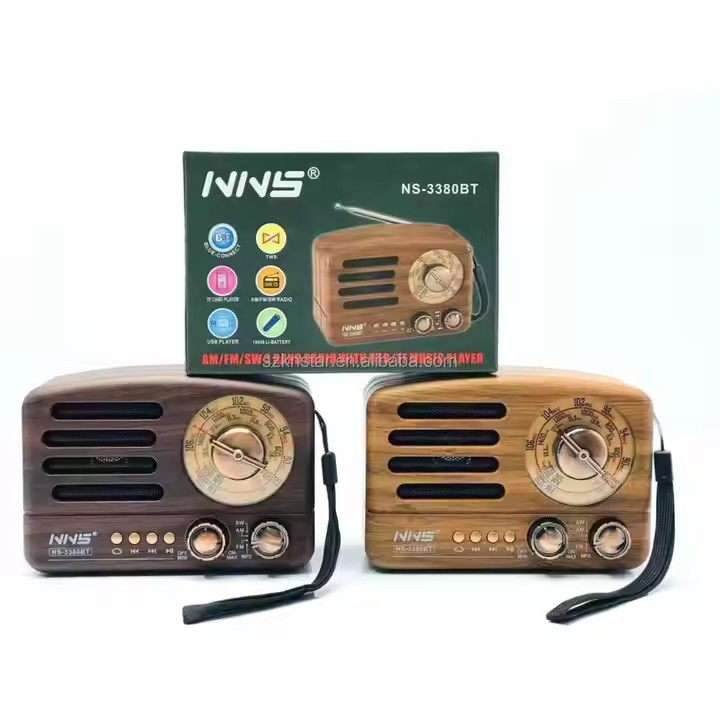Ретро радио NS-3380BT с Bluetooth, деревянный корпус