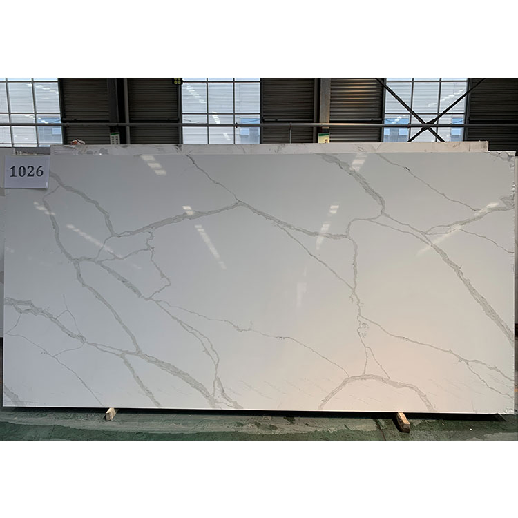 Italian Calacatta Marble Veins Engineered Stone Slab Quartz Wall Panel