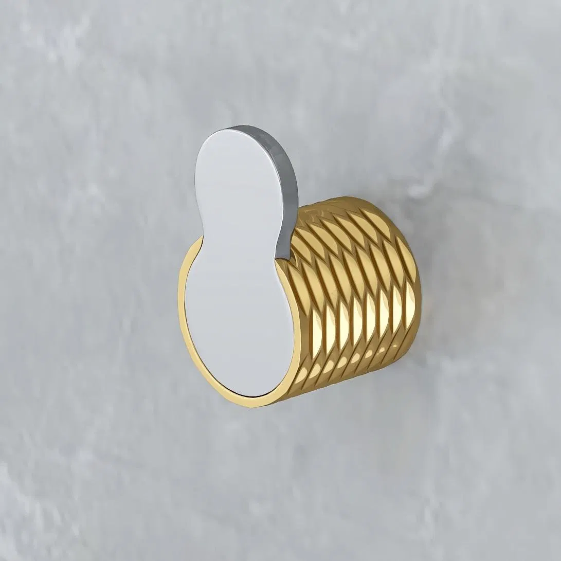 Simple Round Zinc Alloy Gold Wall Mount Bathroom Robe Self Adhesive Hooks