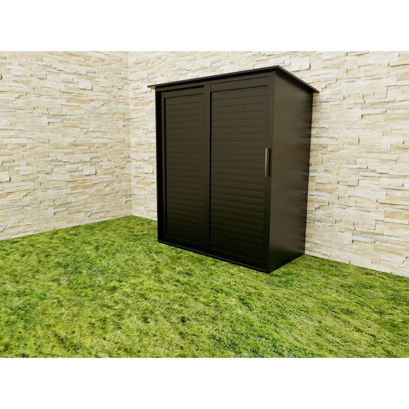 Wood Grain Aluminium Alloy Tool Sheds Box Cabinet Aluminum Outdoor Storage Shed
