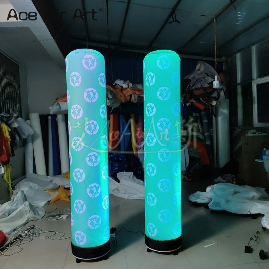 2PCS 2mh Inflatable Column Pillar Tube with Custom Logo and LED Lights for Decoration or Advertising