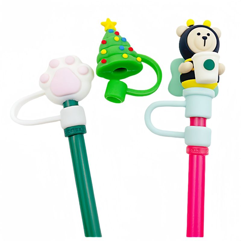 Factory Custom Dust-Proof Reusable Silicone Compatible Drinking Protectors Straw Tip Cover
