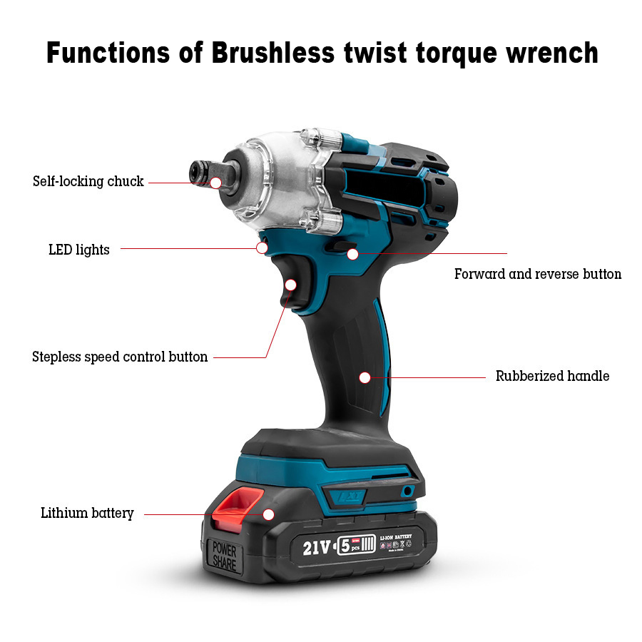 High Torque Electric Cordless Impact Wrench Power-Tool Cordless Drill