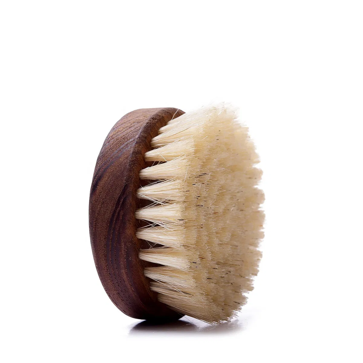 Round Walnut Wood Brush Bath Scrub Brush Dry Clean Remove Brush Boar Bristle Beard Brush