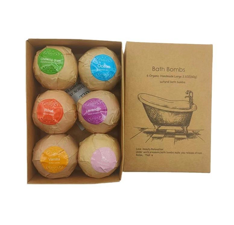 Online Wholesale and Retail Bath Salt Balls Bubble 6PCS Colorful Salts Ball SPA Bombs Gift Set Organic Vegan Magnesium Relax Natural Hand Made Bath Bombs Set