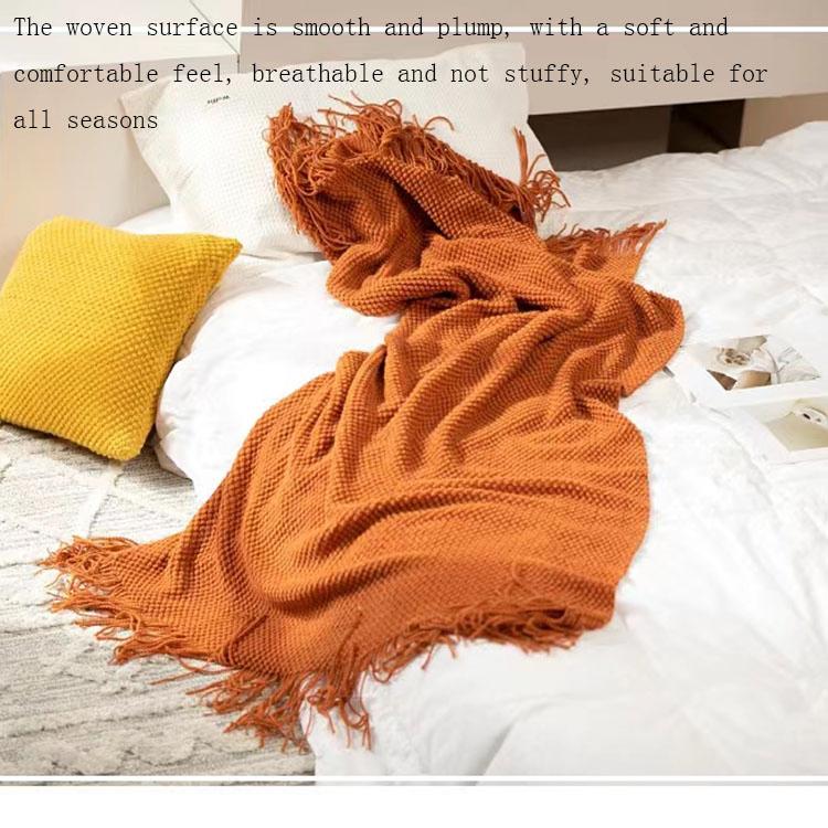 Плед вязаный скандинавский ретро, декоративный