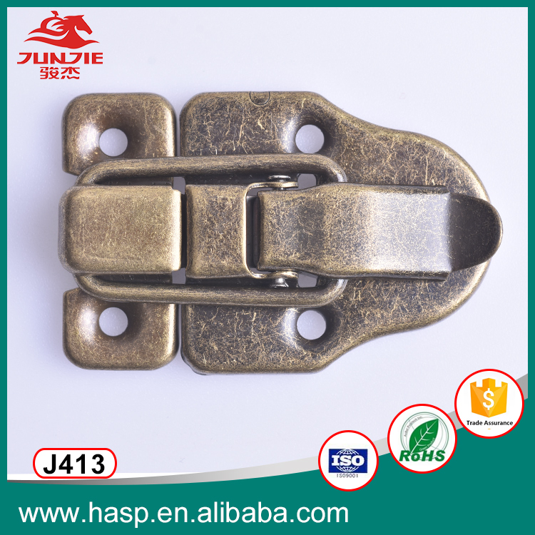 Antique Bronze Color Box Latch Lock Jewelry Box Carved Old-Fashioned Lock Wooden Box Buckle Latch Lock J413