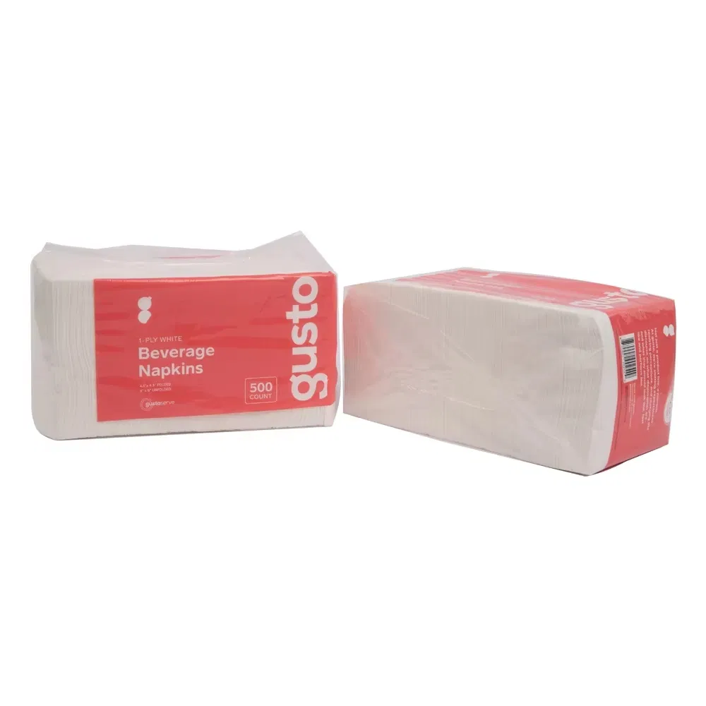 Customized 500 Sheet Supermarket Napkins Single Ply Beverage Napkins in Bag Style