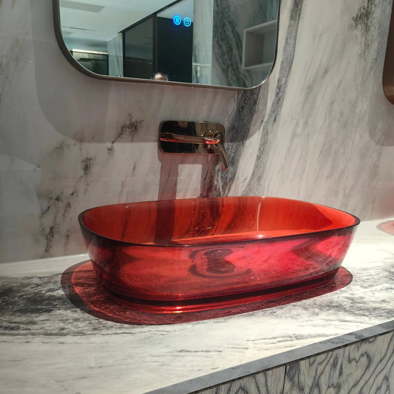 Прозрачная раковина для ванной из кристальной смолы