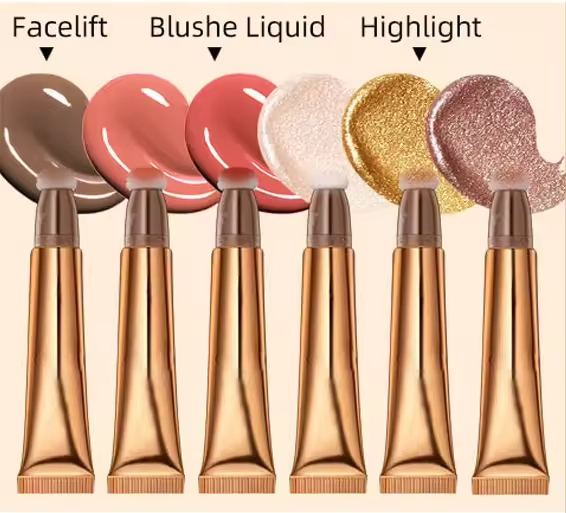 Liquid Foundation Face Makeup Concealer Highlighter Blusher Concealer Foundation Stick Set with Cushion Applicator Attached