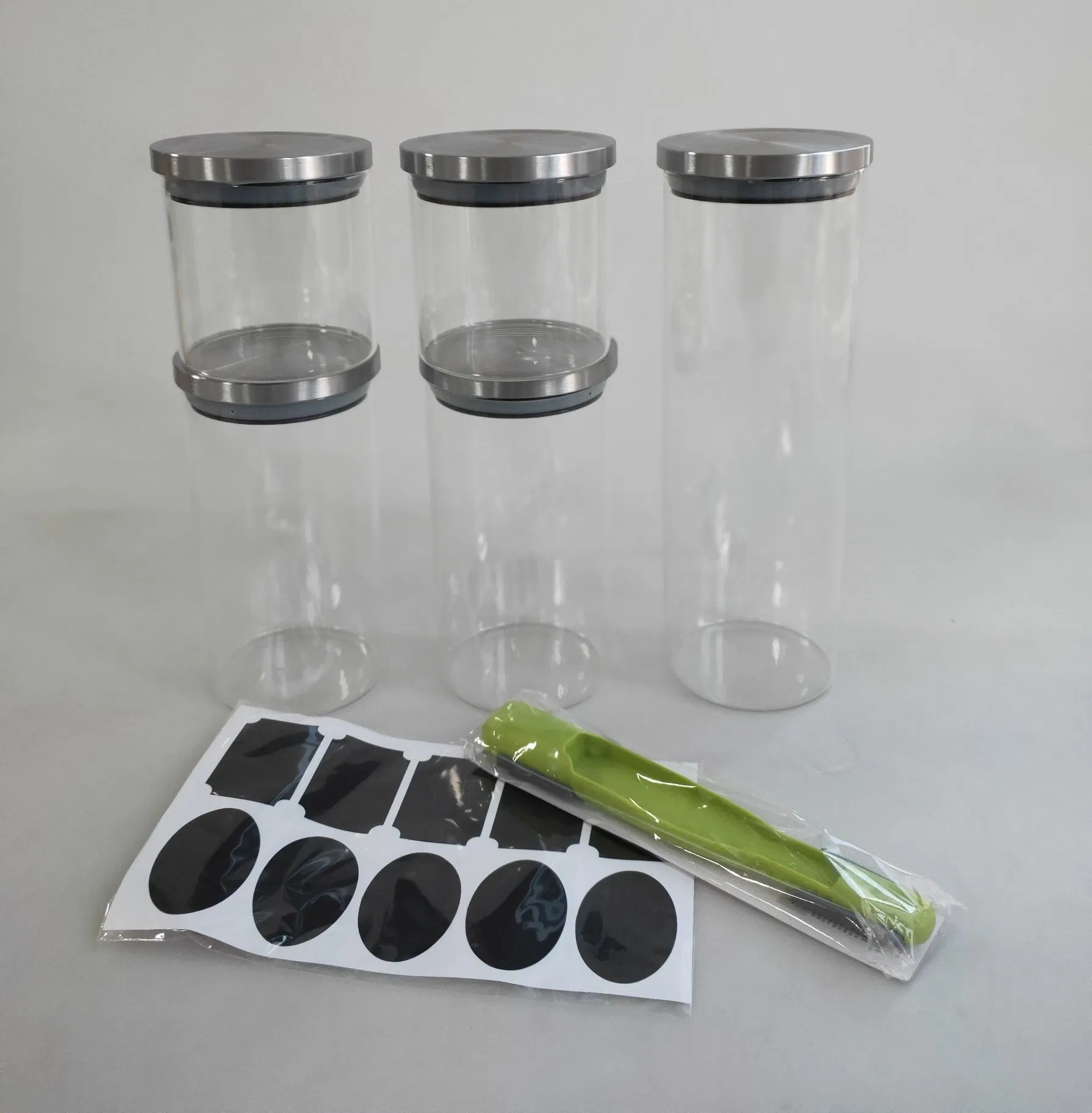 Heat Resistant Borosilicate Glass Storage Jars with Stainless Lid for Kitchen Organization