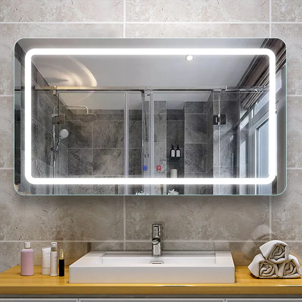 Rectangle LED Iron Mirror Waterproof for Bathroom Illuminated for Makeup Mirror