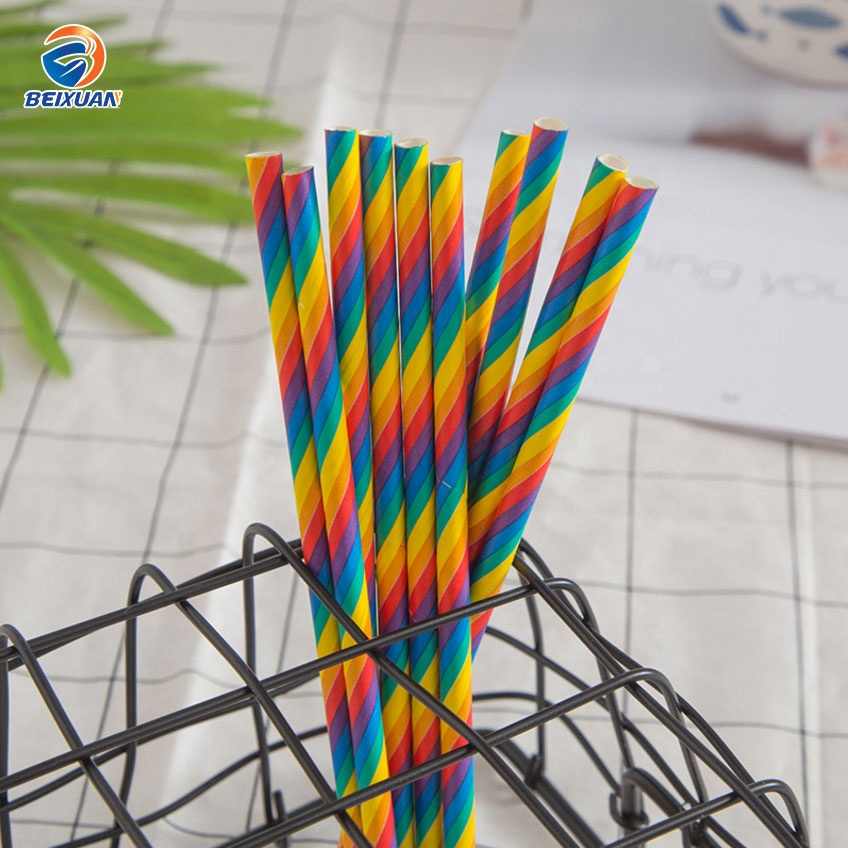 New Design Christmas Pattern Biodegradable Disposable Paper Drinking Straw