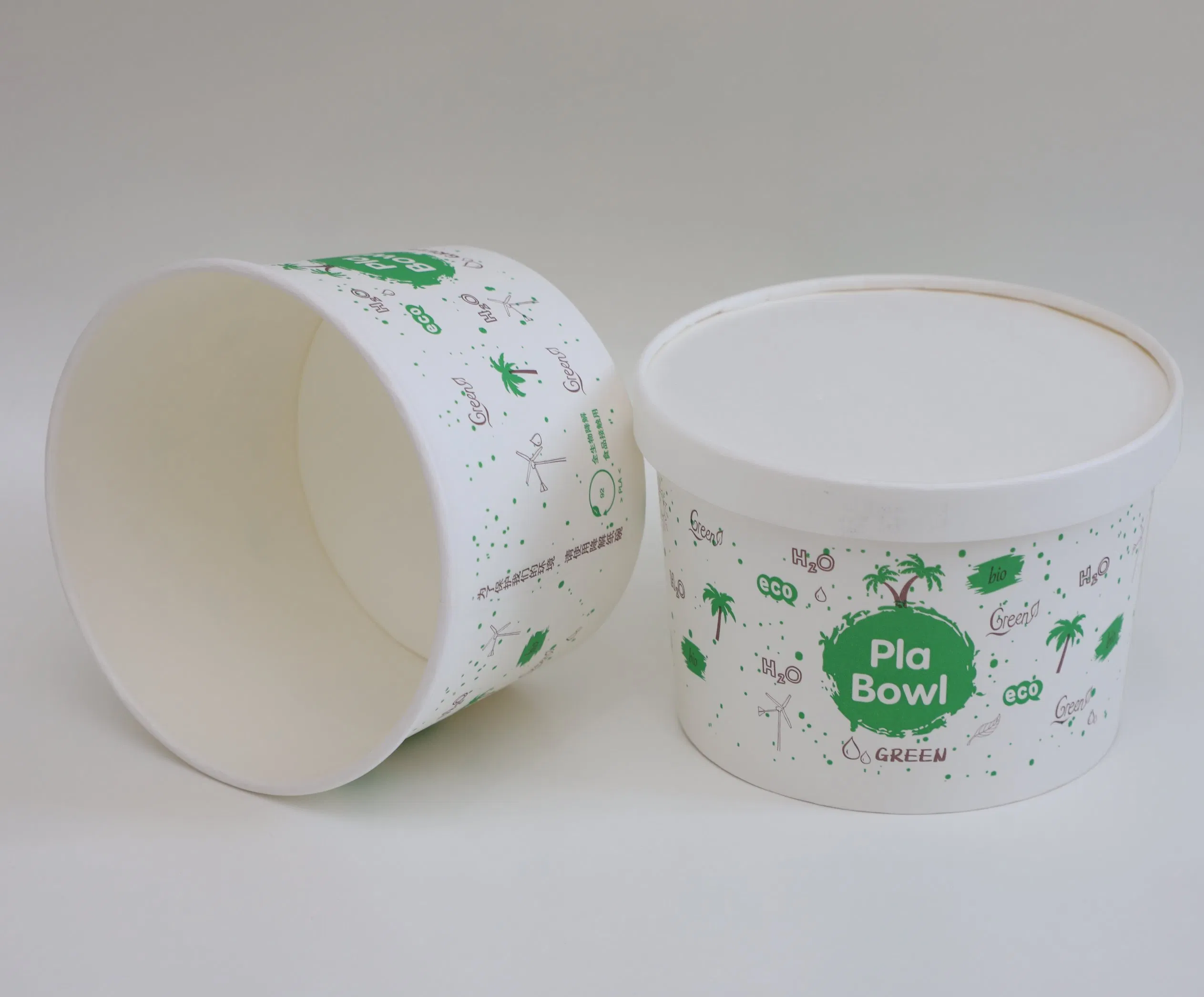 PLA 750ml Disposable Take Away Food Paper Packing Salad Bowl