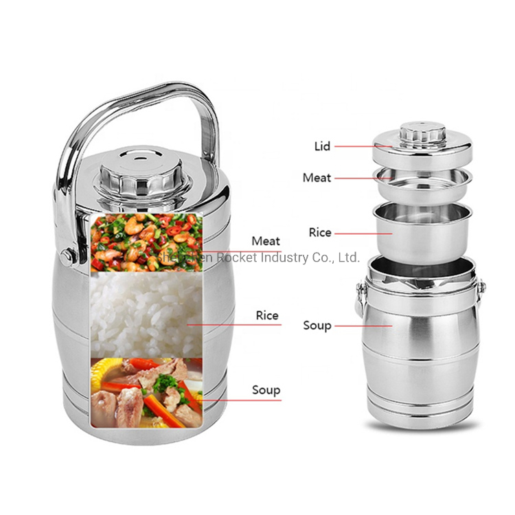 Steel Moving Handle Warm Function Stainless Steel Lunch Box Food Carrier