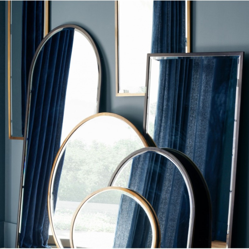Round Corner Black Metal Frame Bathroom Aluminum Mirror – 100cm X 56cm