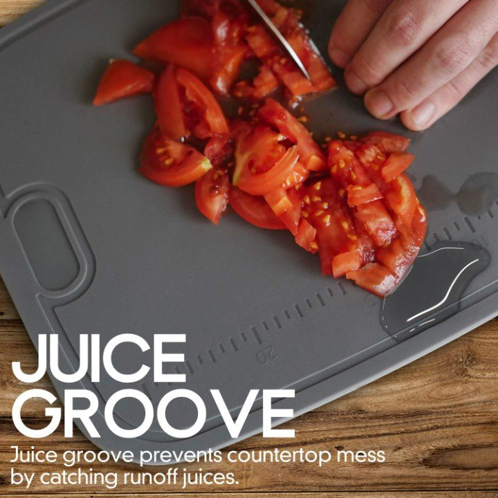 Kitchen Essentials TPU BPA Free Flexible Cutting Mats Board Dishwasher-Safe (Gray)