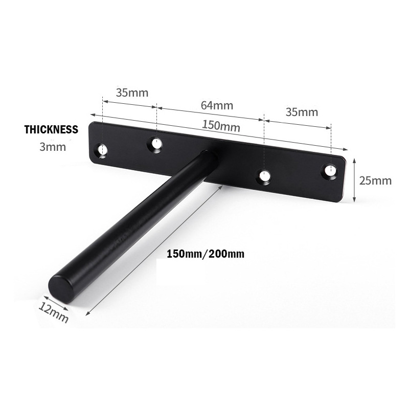 6" Blind Support Solid Steel Floating Shelf Bracket for Floating Wood Shelves