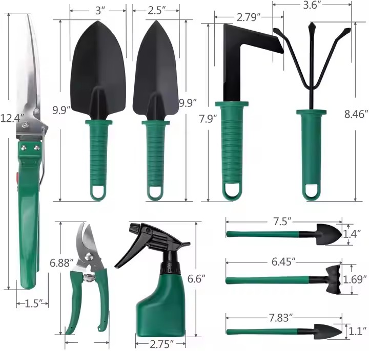 Набор садовых инструментов из нержавеющей стали, 5 предметов
