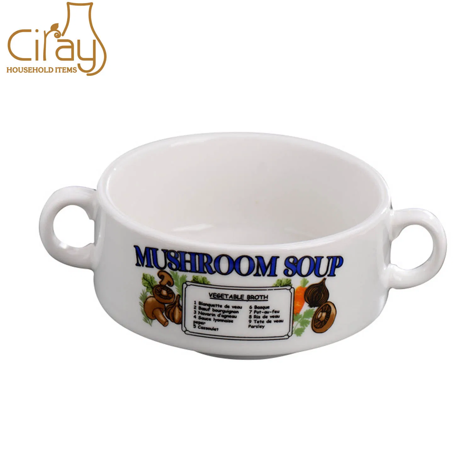 Retro American Simple Style Thick Ceramic Bowl Home Oatmeal Milk Bowl Dessert Salad Bowl