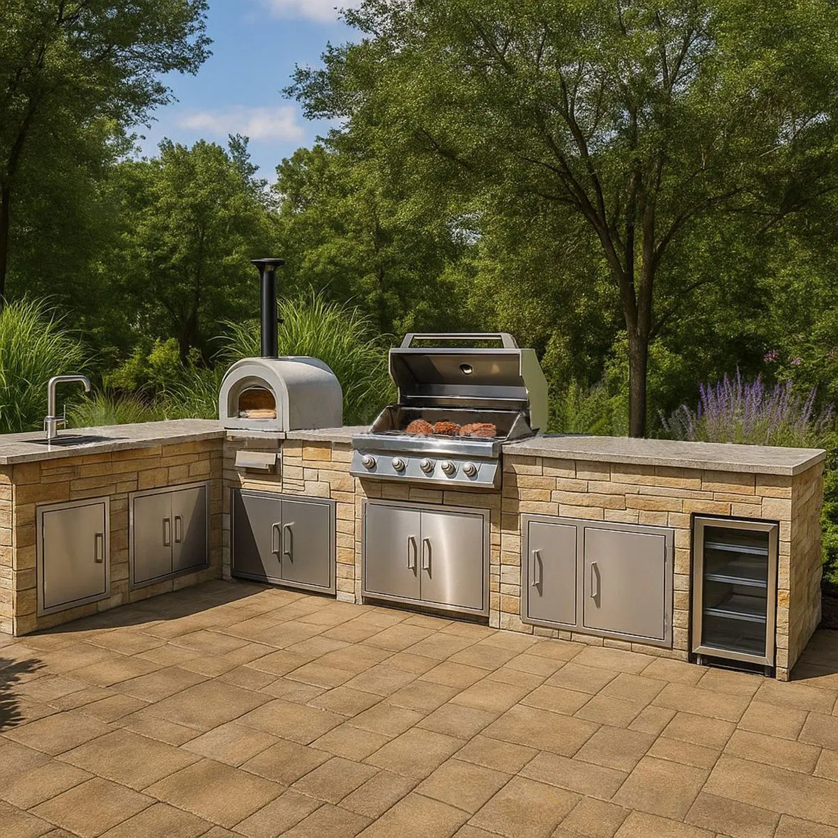 Outdoor Barbeque Pizza Oven Sink Refrigerator Kamado Grill Charcoal Oven Outdoor Kitchen