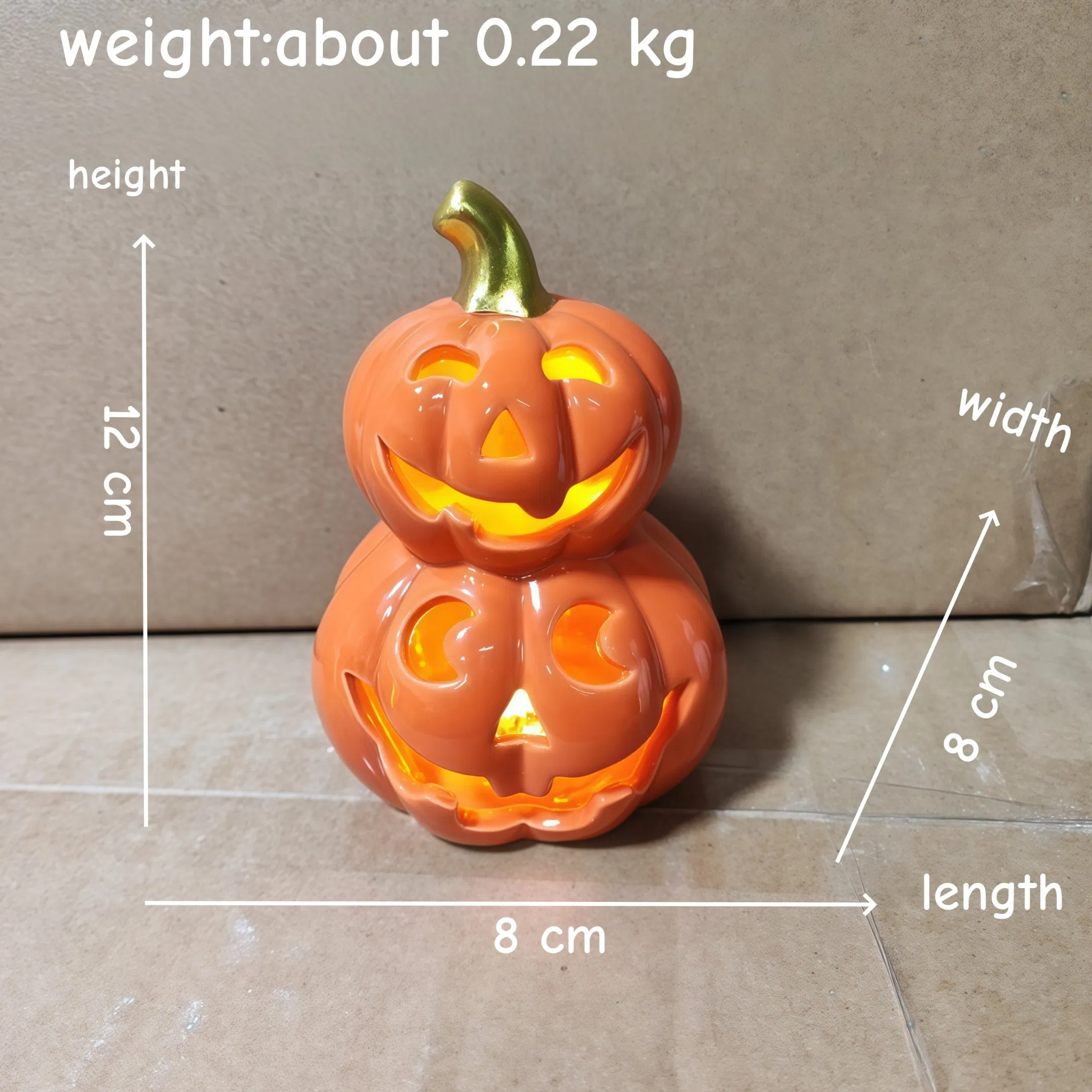 Tabletop Indoor Halloween Decorations Ceramic Pumpkin Candle Holder for Holiday Party Home