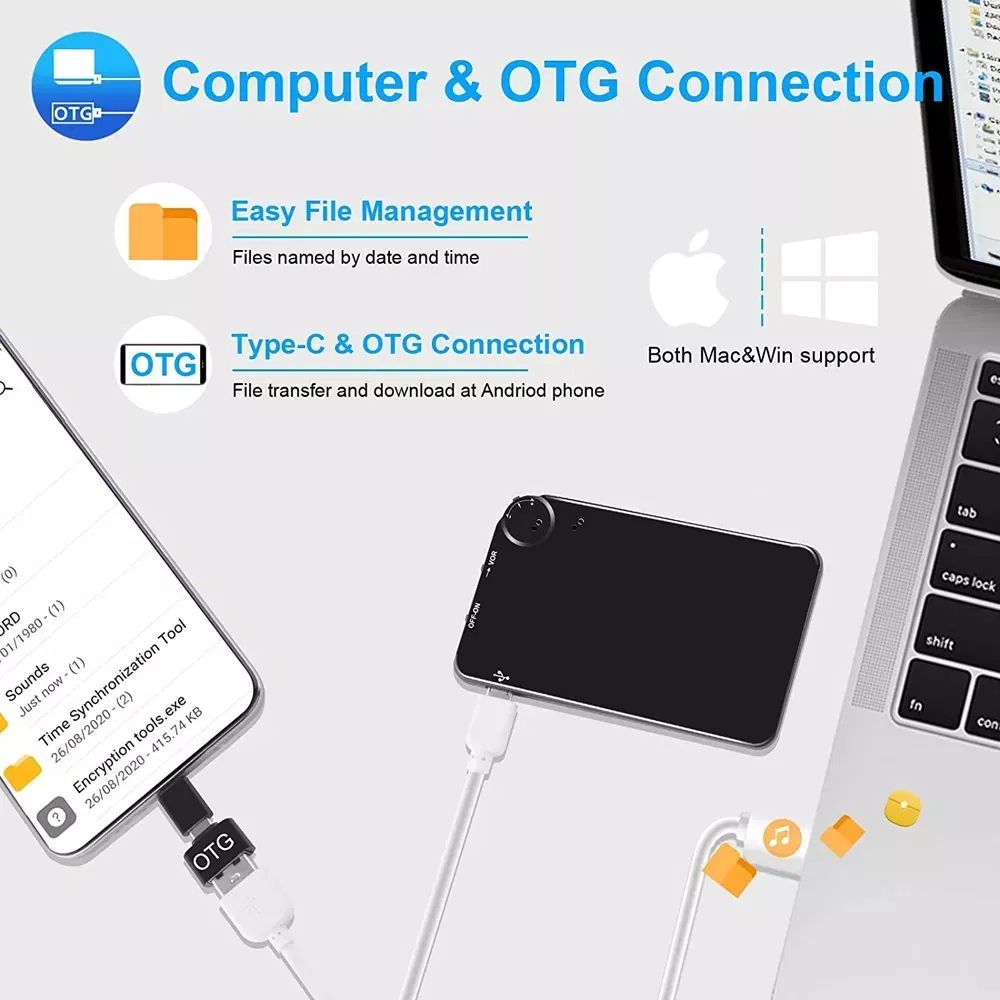 Диктофон портативный цифровой 8GB, черный