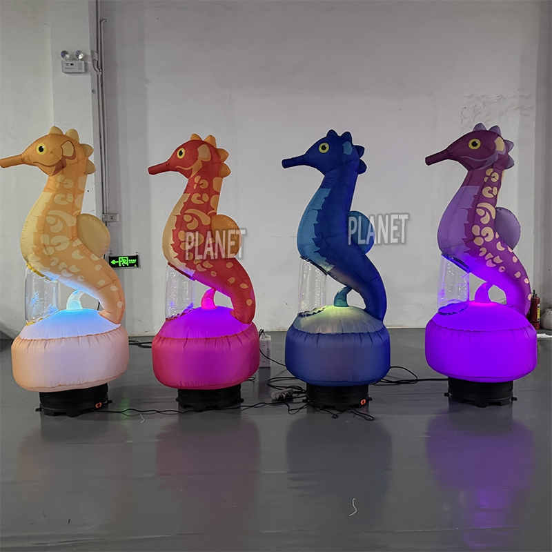 Large Inflatable Sea Horse with Colorful LED Lighting