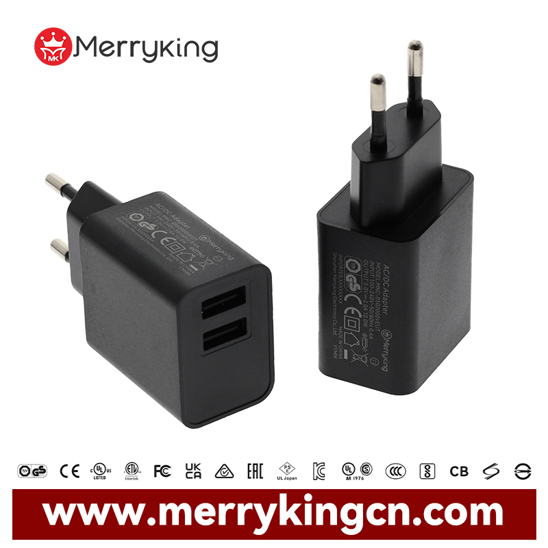 Universal 100-240VAC 50/60Hz 2 USB-a Ports Power Charger Pd Adapter with CE GS Safety Mark Coc Approval 5V 1A USB Charger 5V 2.5A 2.1A 2A Power Adapter