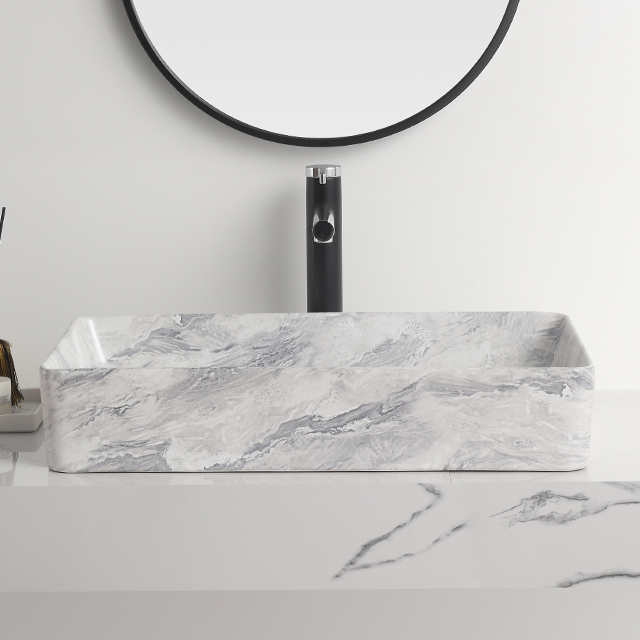 Newly Designed Above Counter Basin Color Hand Washing Pia De Banheiro Marble Bathroom Sink