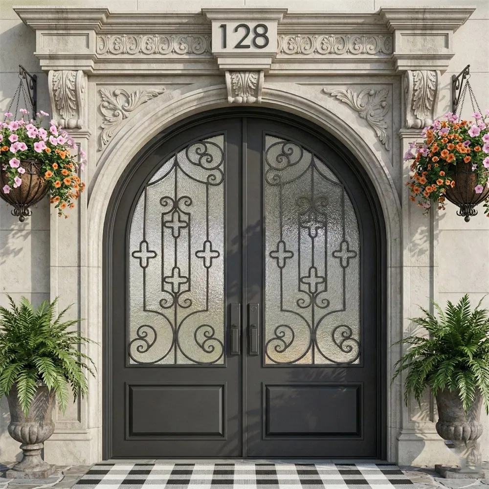 Electronic Smart Lock Wrought Iron Door for Elite Manor Entrance