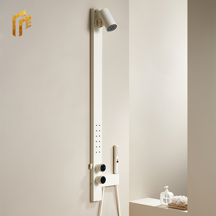 Luxury Victorian Dual Handle Gold Copper Bathroom Bath Separate Hot and Cold Faucets Taps Shower Panel Fixtures with Shower Attachment